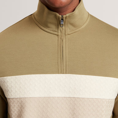 VIKTORO: T Stitch Contrast Panel Half-Zip