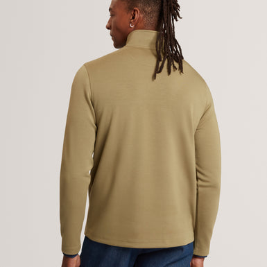VIKTORO: T Stitch Contrast Panel Half-Zip