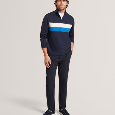 VIKTORO: T Stitch Contrast Panel Half-Zip