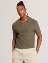 AINDREA: Ss Stitch Detail Open Neck Polo