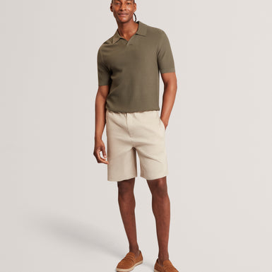 AINDREA: Ss Stitch Detail Open Neck Polo