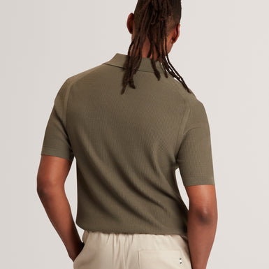 AINDREA: Ss Stitch Detail Open Neck Polo