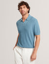 AINDREA: Ss Stitch Detail Open Neck Polo