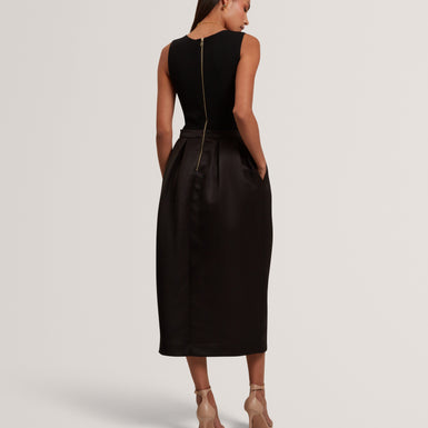 VERINIE: Mockable Midi Dress With Printed Skirt