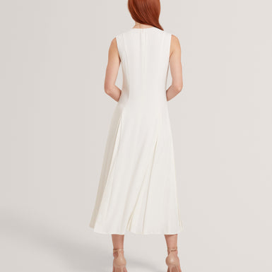 CARNELI: V Neck Midi Dress With Godet Detail