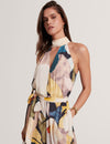 CAMEA: Printed Sleeveless Tie Neck Detail Jumps