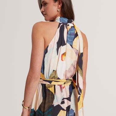 CAMEA: Printed Sleeveless Tie Neck Detail Jumps