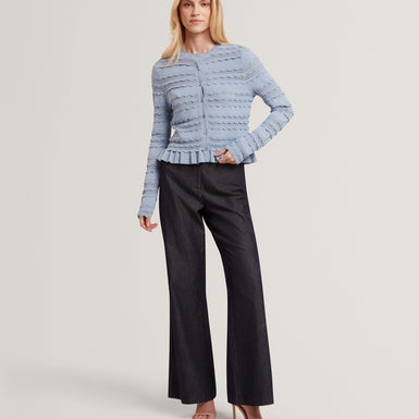 AVRIA: Knitted Cardigan With Frill Detail