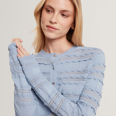 AVRIA: Knitted Cardigan With Frill Detail