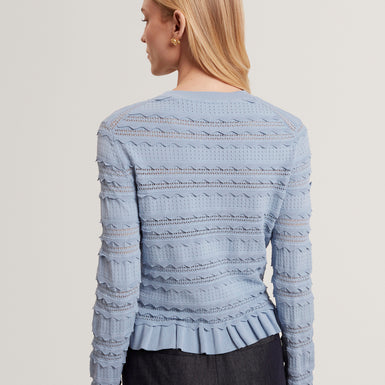 AVRIA: Knitted Cardigan With Frill Detail