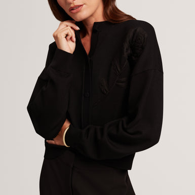 NESLIE: Organza Appliqué Cardigan