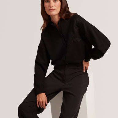 NESLIE: Organza Appliqué Cardigan