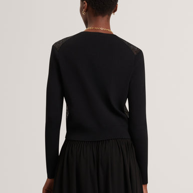 VOREN: Lace Front Cardigan