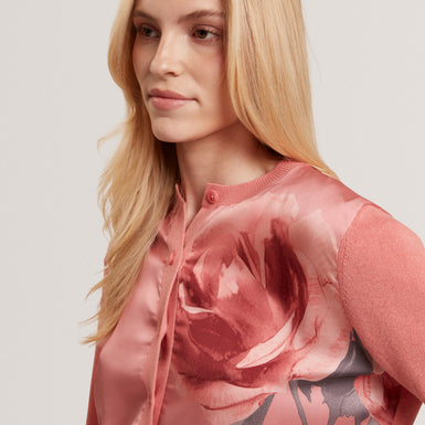 ILYNA: Floral Printed Woven Front Cardigan