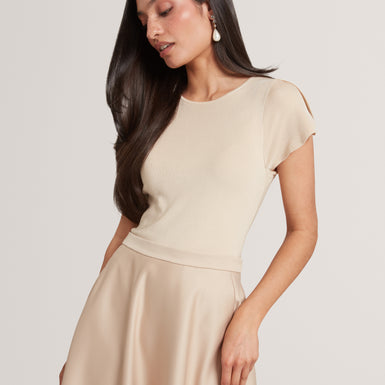 CALYNE: Tulip Sleeve Mockable Midi Dress