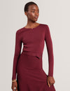 TALMAH: Long Sleeve Belted Knitted Midi Dress