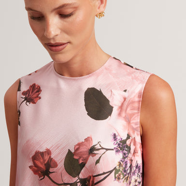 ADEMA: Sleeveless Printed Midi Dress