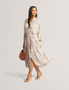 KHASIA: Printed Midi Shirt Dress