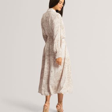 KHASIA: Printed Midi Shirt Dress