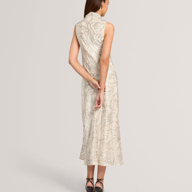 ZEMERA: Burnout Cowl Neck Midi Dress