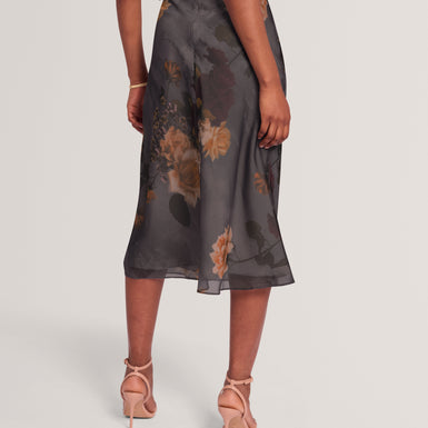 ANCELA: Printed Chiffon Midi Slip Skirt