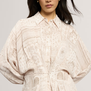 LAYTI: Printed Tie Detail Blouse