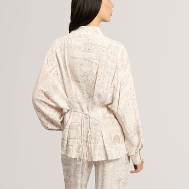 LAYTI: Printed Tie Detail Blouse