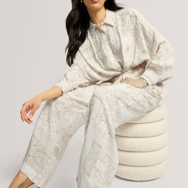 WANZA: Printed Straight Leg Trouser