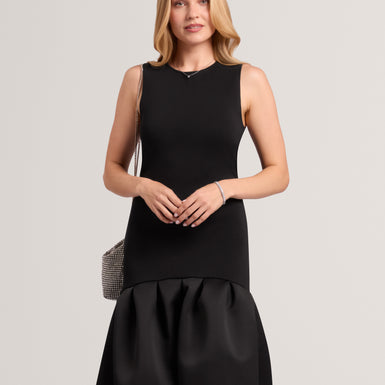 LYLORA: Woven Mix Midi Dress