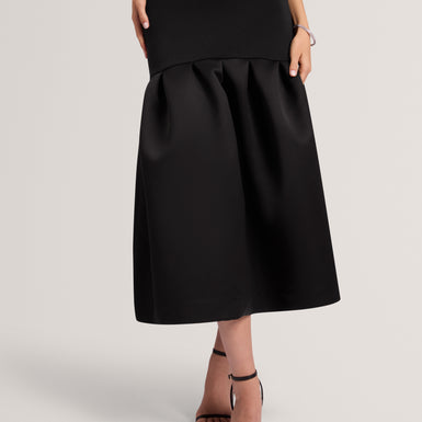 LYLORA: Woven Mix Midi Dress