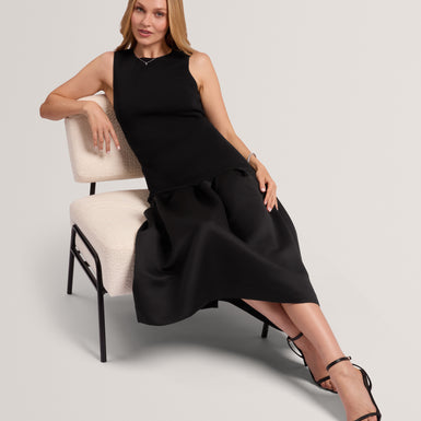 LYLORA: Woven Mix Midi Dress