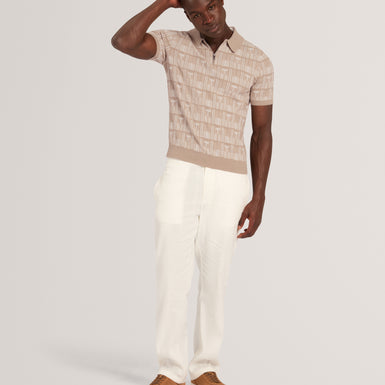NAPPIER: Ss Jacquard Zip Neck Polo