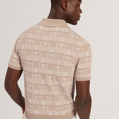 NAPPIER: Ss Jacquard Zip Neck Polo