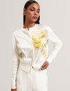 ISALDA: Printed Woven Front Cardigan