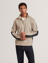 KOVEN: Ls Two-Tone Half Zip Polo