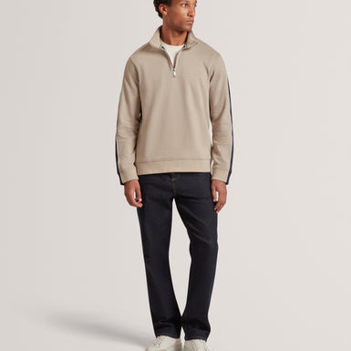 KOVEN: Ls Two-Tone Half Zip Polo