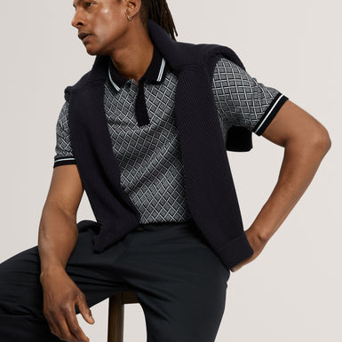 MASSEY: Ss Geo Button Up Polo