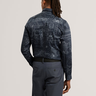 STOWLEE: Slim Etched Detail Print Shirt