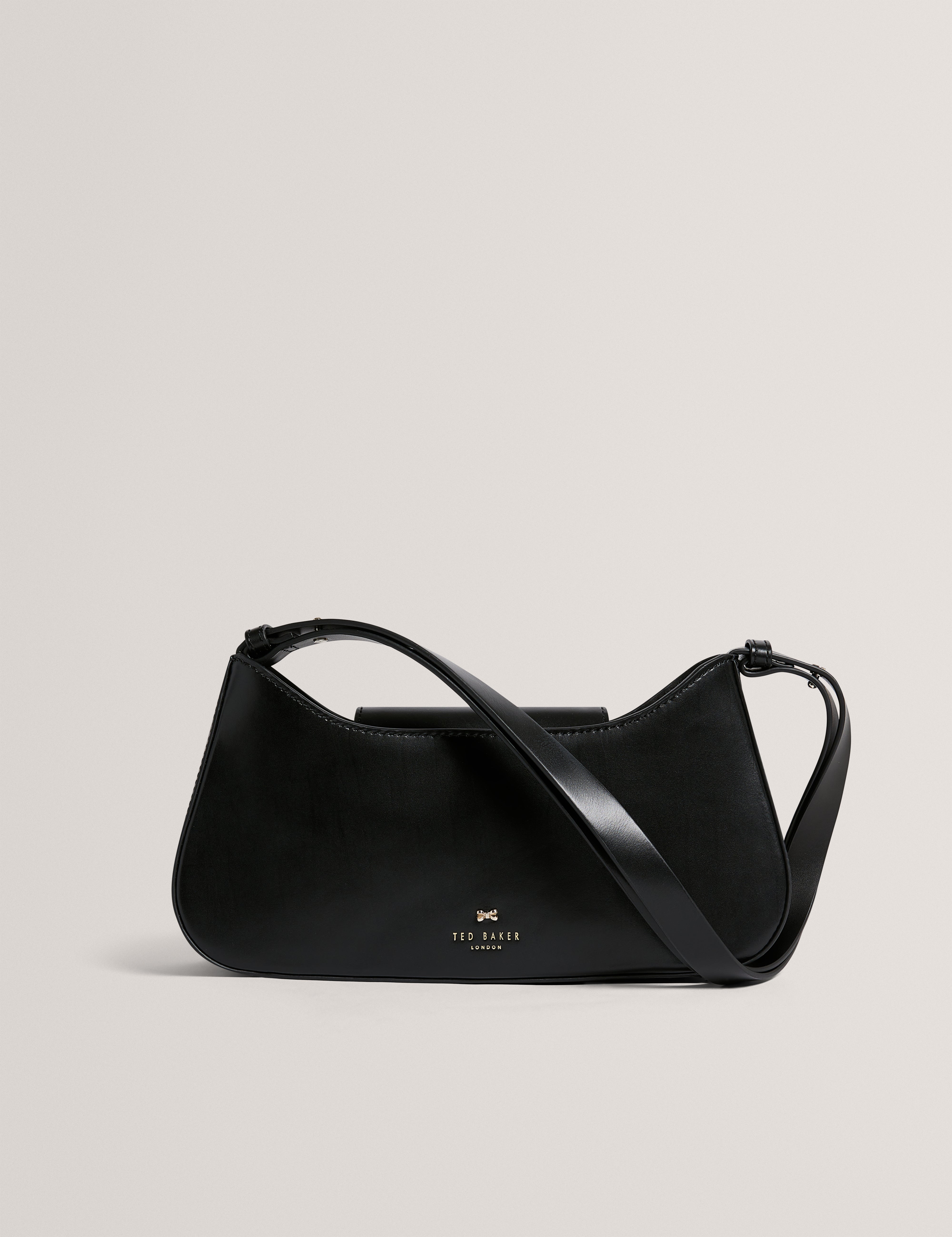 CURLO: Leather Bow Detail Elongated Shoulder Bag