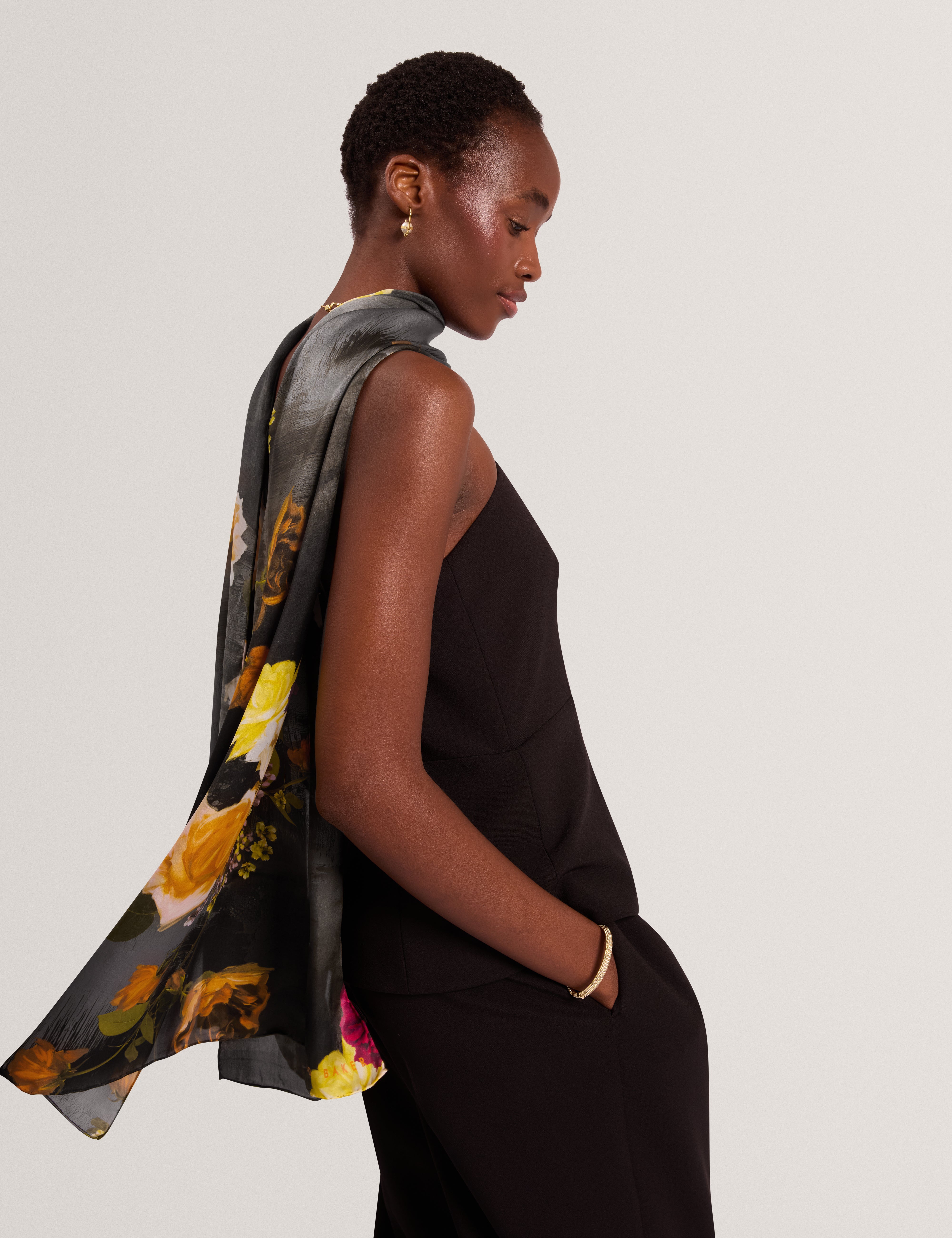 NEEAH: Floral Printed Silk Long Scarf