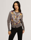 ROSALAH: Floral Printed Woven Front Cardigan