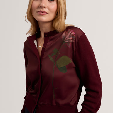NOLYA: Floral Printed Woven Front Cardigan