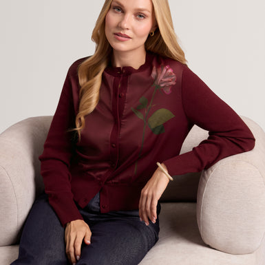 NOLYA: Floral Printed Woven Front Cardigan
