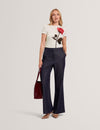 JENELI: Floral Printed Fitted Tee