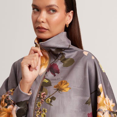 ELVAE: Floral Printed Scuba Jacket