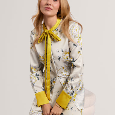 RESINA: Floral Printed Neck Tie Blouse