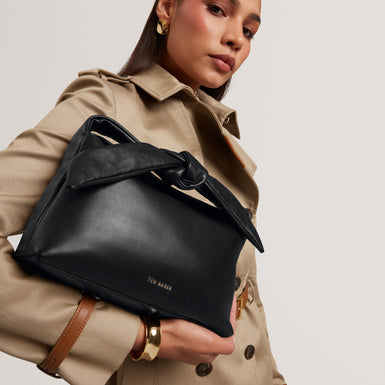 NYAAL: Soft Knot Bow leather Shoulder Bag