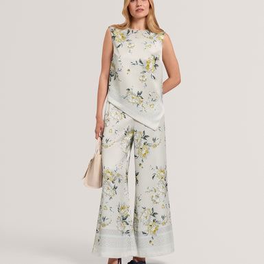 FUSTA: Floral Printed Wide Leg Trouser