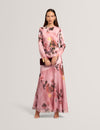 ISCHIA: Long Sleeve Diagonal Waist Seam Maxi Dress