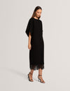 LANCHA: Batwing Midi Dress with Lace Hem